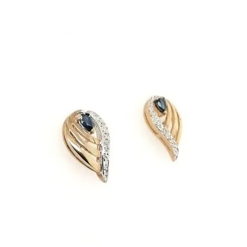 9ct Gold Diamond & Sapphire Earrings