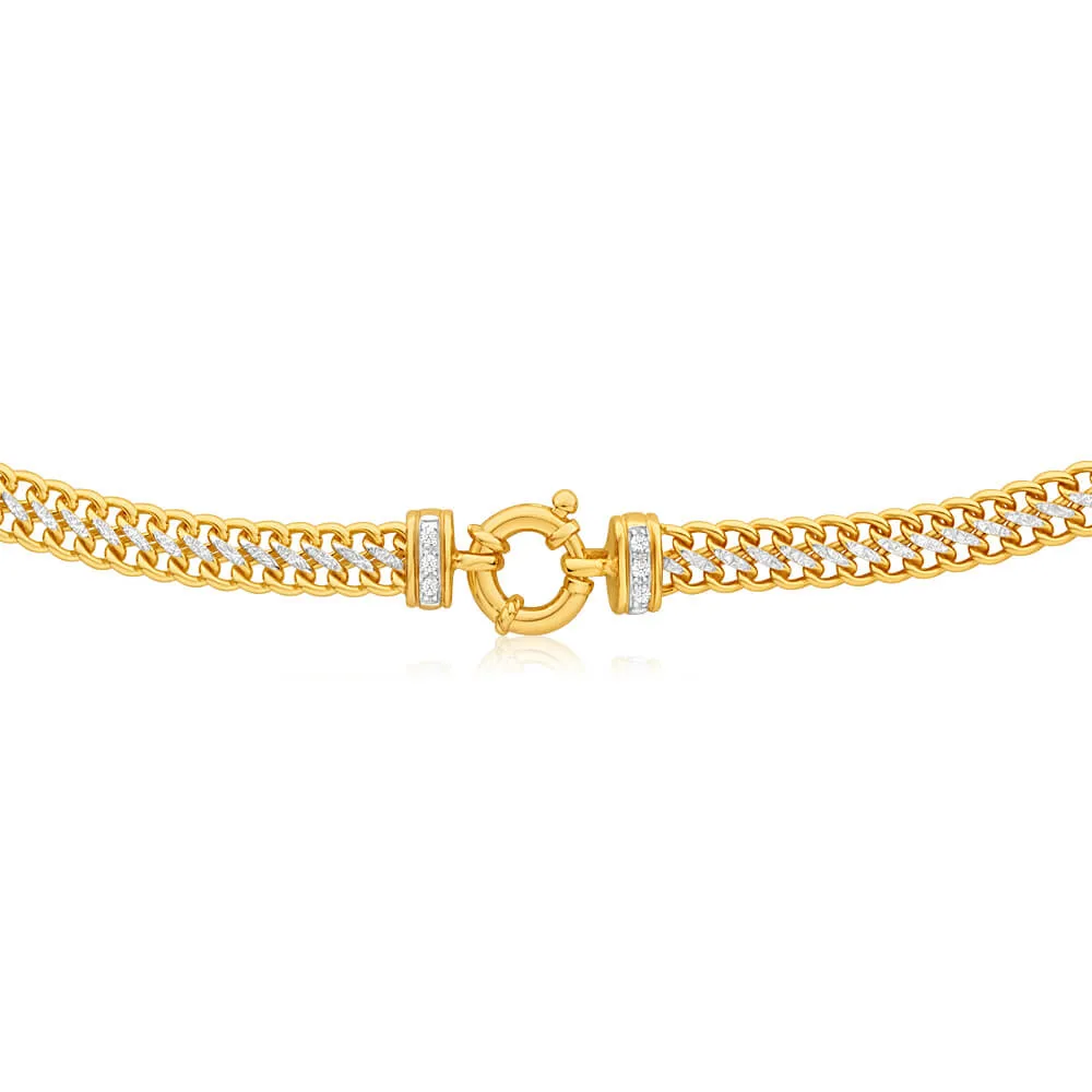 9ct Yellow Gold Silver Filled Cubic Zirconia Mesh Chain