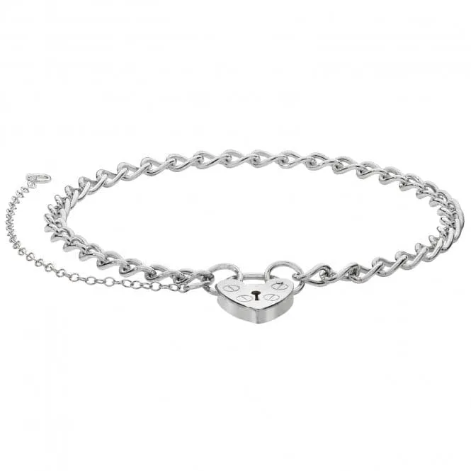 Acotis Silver Charm Bracelet With Heart Padlock G2090