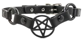 ALL BLACK ASTAROTH PENTAGRAM WITH RINGS CHOKER