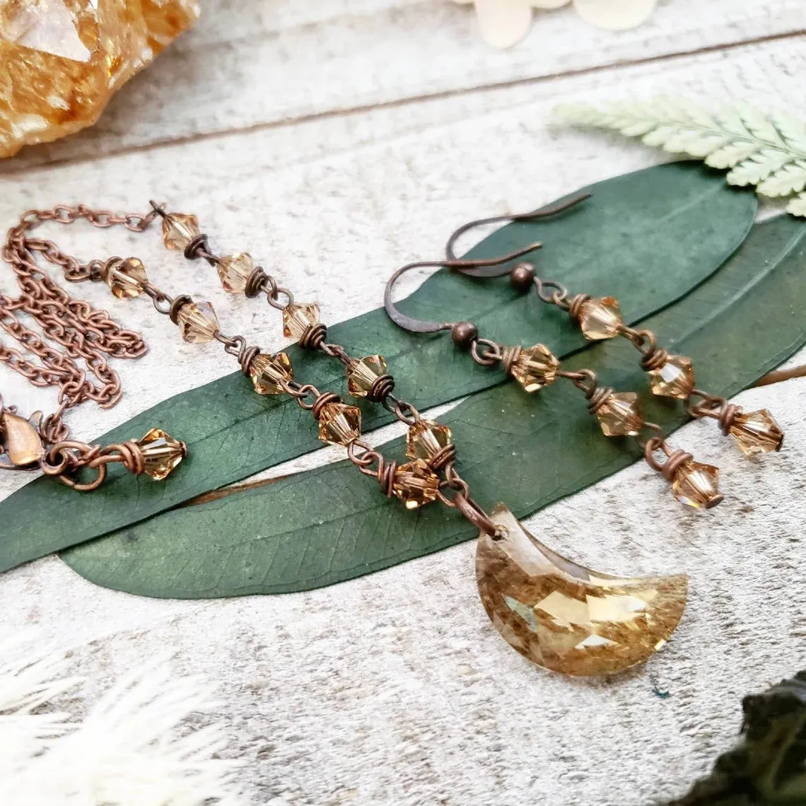 Amber moon Crystal jewelry set