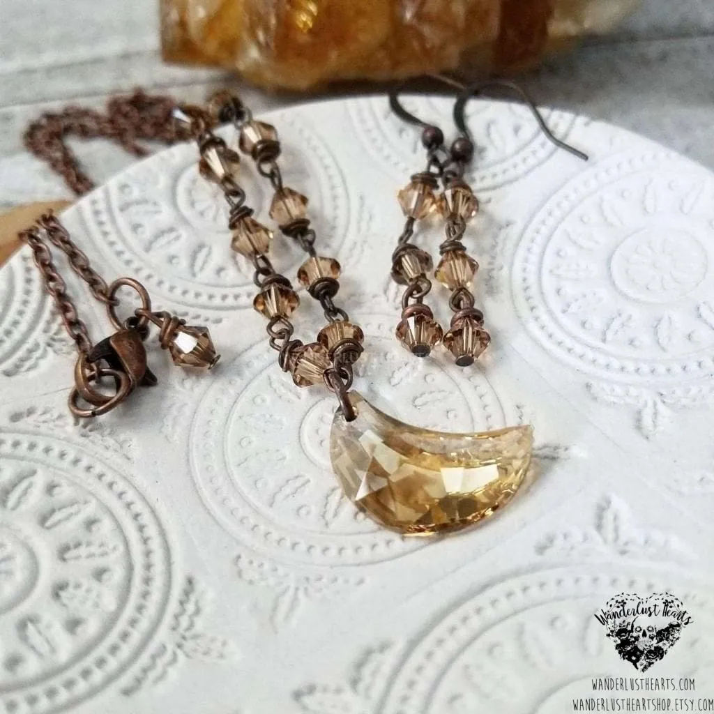 Amber moon Crystal jewelry set