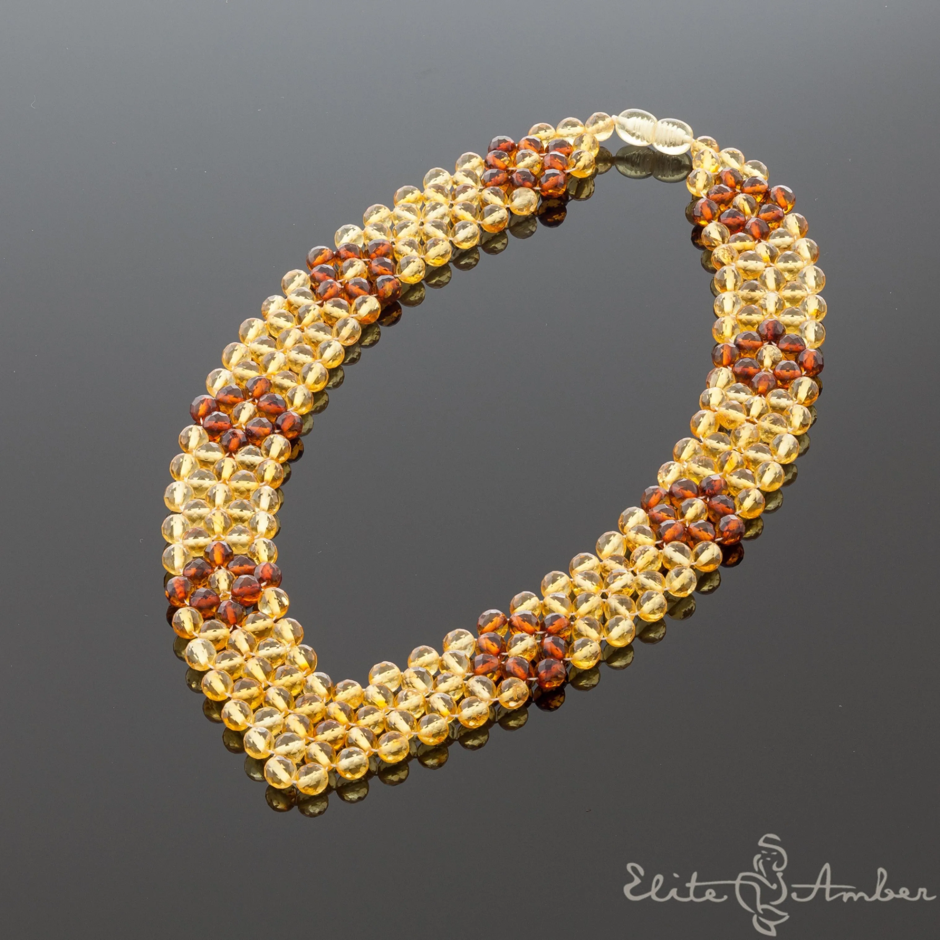 Amber necklace "Princess honey flowers"