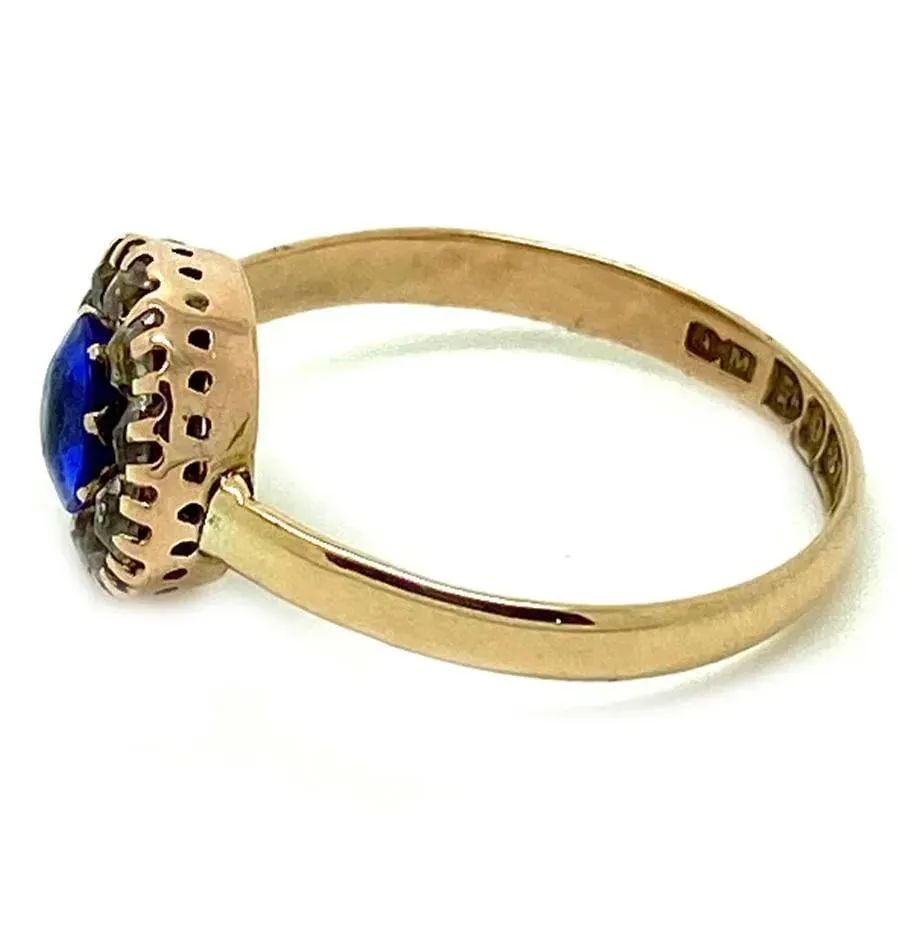 Antique 1905 Edwardian Paste 9ct Gold Dress Ring