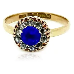Antique 1905 Edwardian Paste 9ct Gold Dress Ring