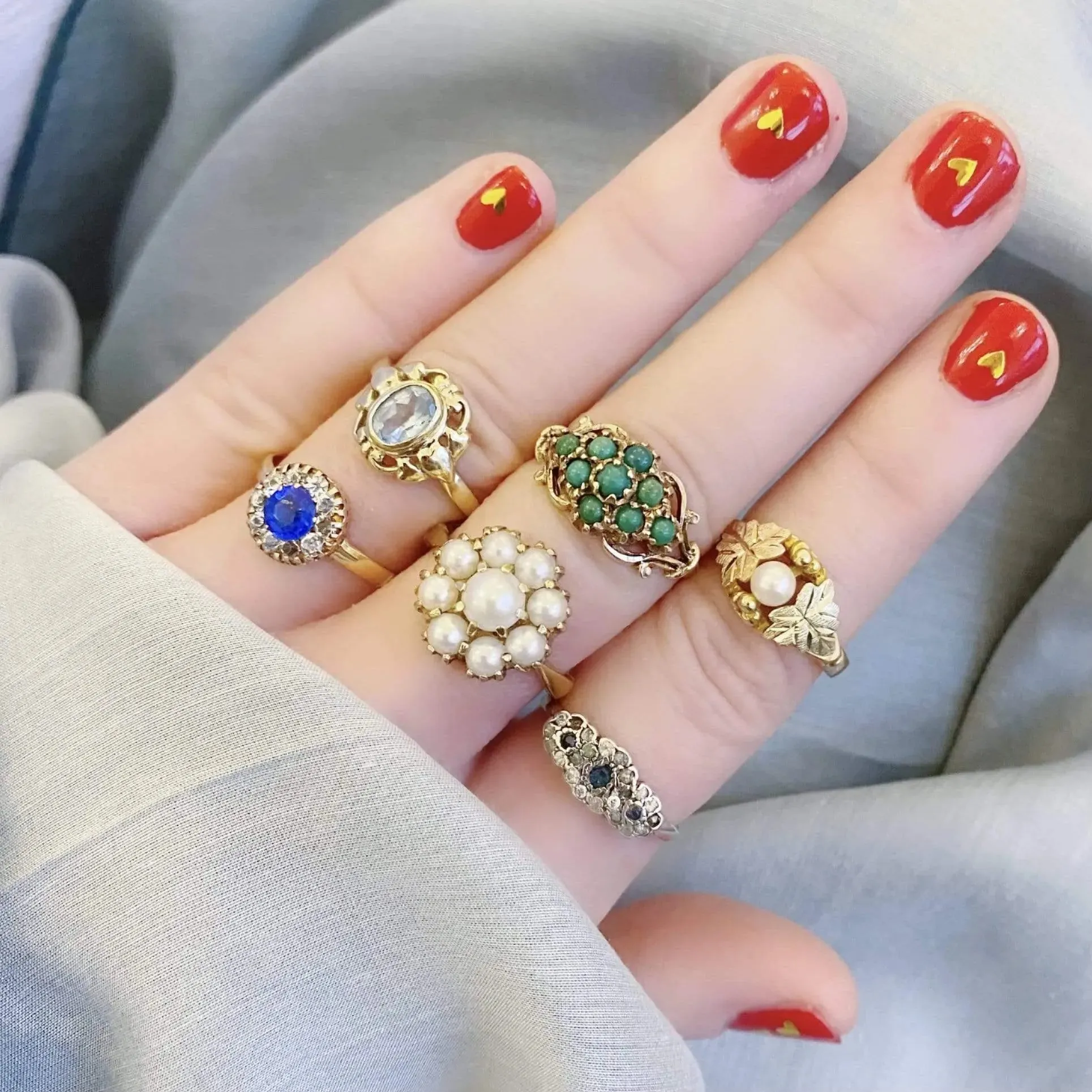 Antique 1905 Edwardian Paste 9ct Gold Dress Ring