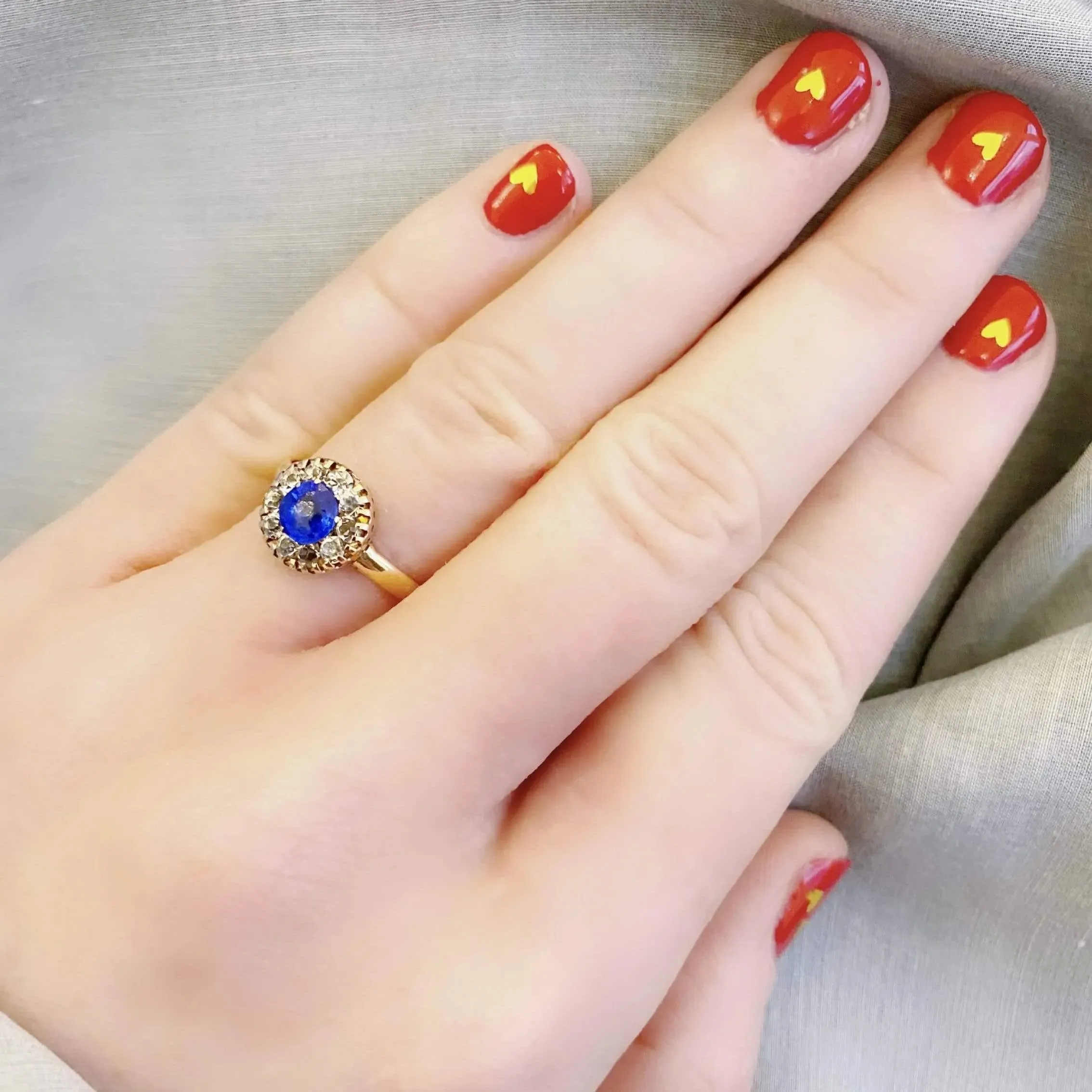 Antique 1905 Edwardian Paste 9ct Gold Dress Ring