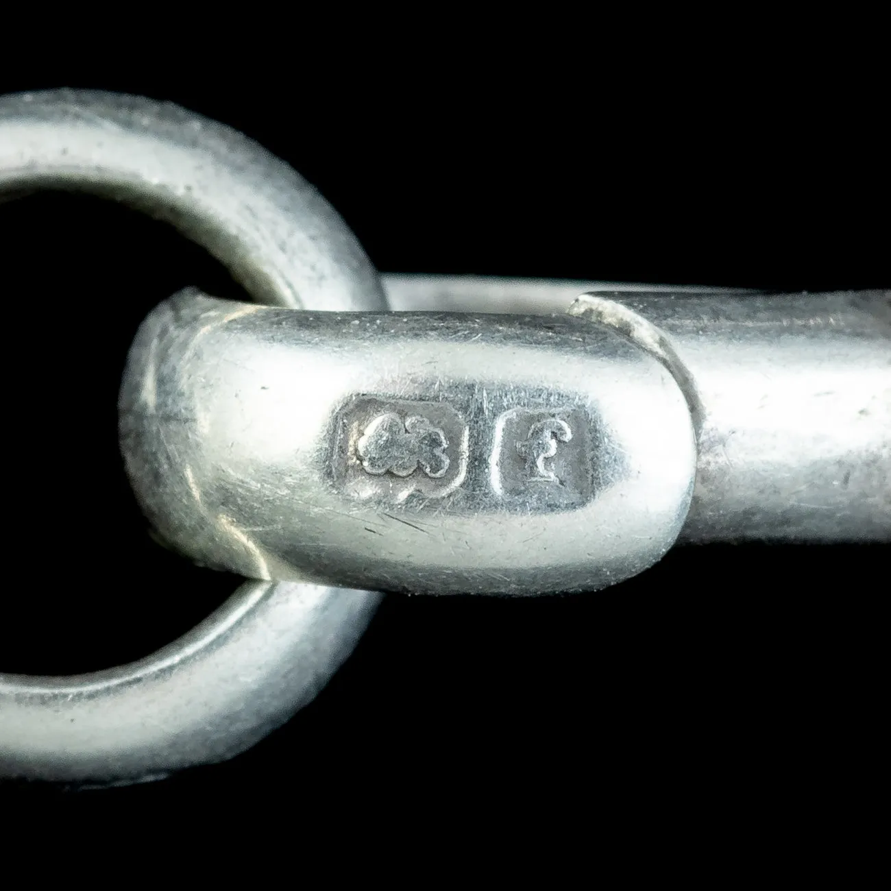 Antique Edwardian Albert Chain Sterling Silver With Medallion Dated 1905