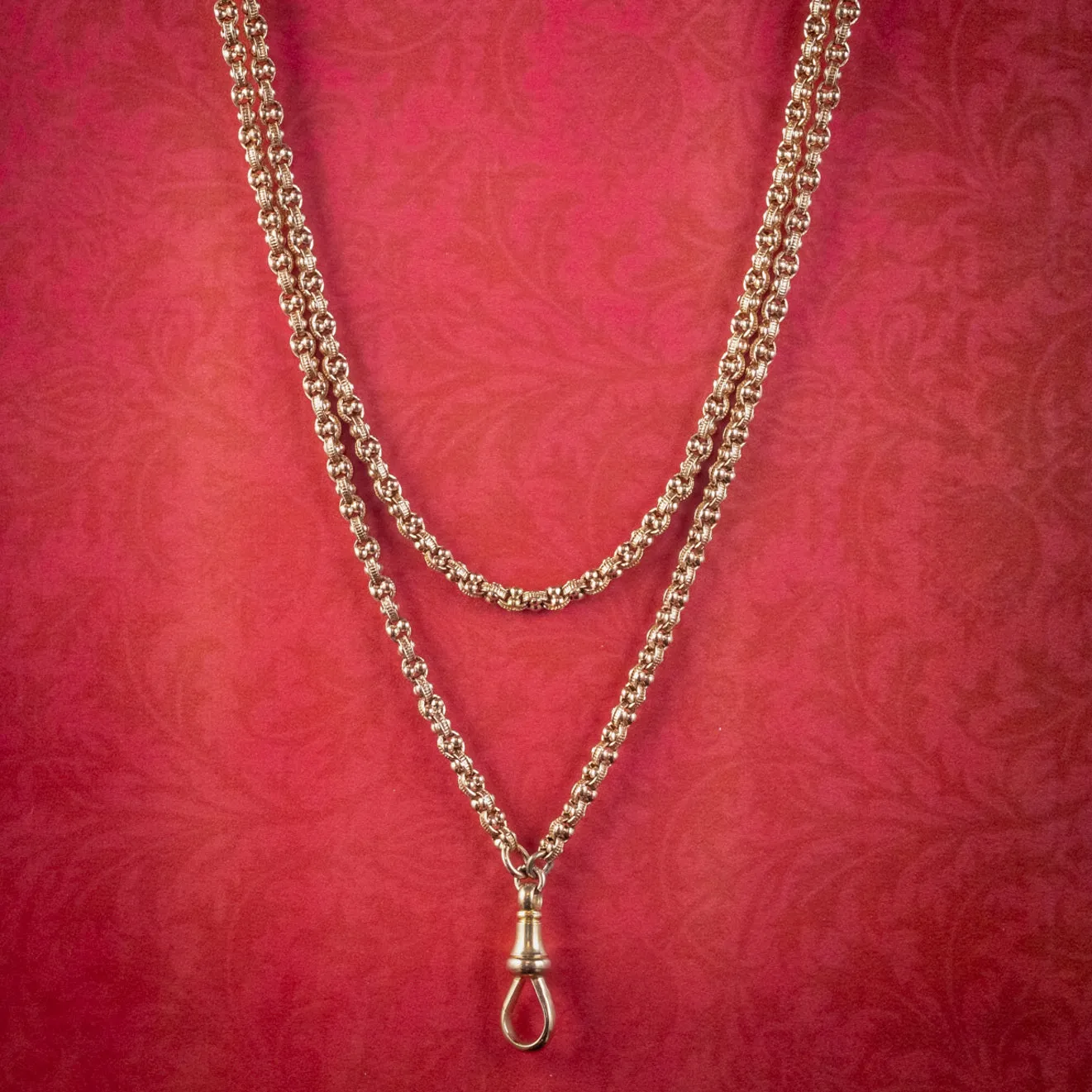 Antique Victorian Long Guard Chain 18ct Gold Circa 1880