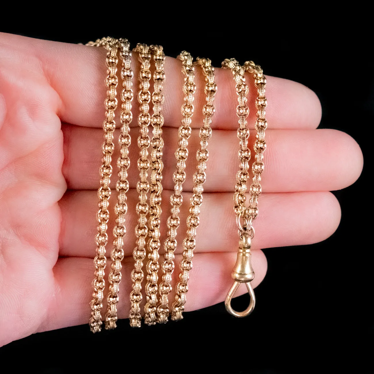 Antique Victorian Long Guard Chain 18ct Gold Circa 1880