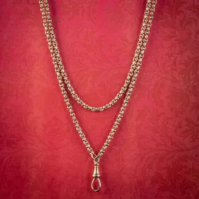 Antique Victorian Long Guard Chain 18ct Gold Circa 1880