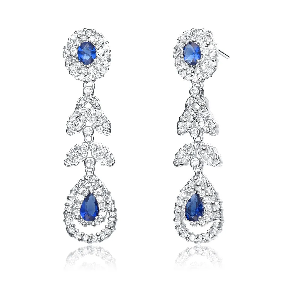 Antoinette Blue Teardrop Dangling Earrings