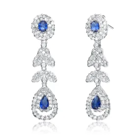 Antoinette Blue Teardrop Dangling Earrings