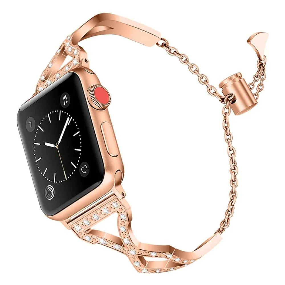 Apple Watch (45mm) rhinestone 304 stainless steel watch strap - Rose Gold