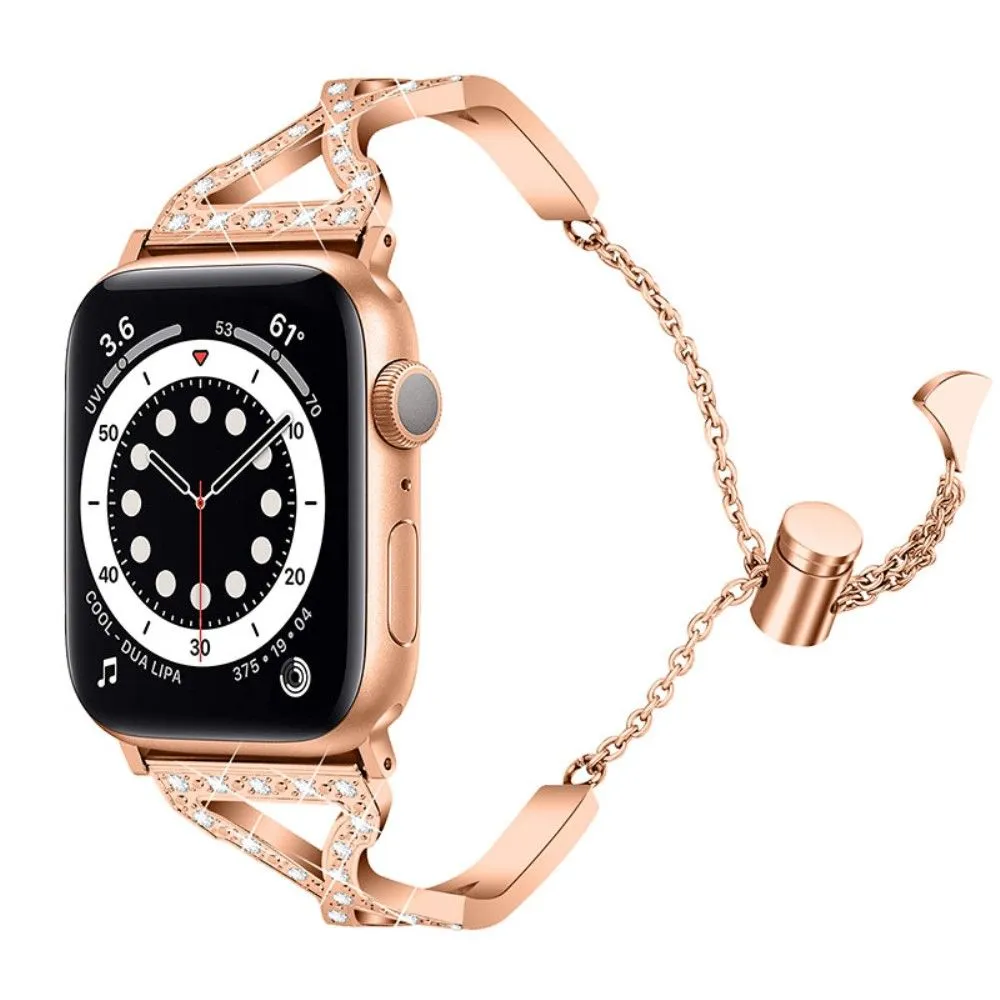 Apple Watch (45mm) rhinestone 304 stainless steel watch strap - Rose Gold