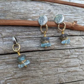 Aquamarine & Labradorite Earrings & Pendant Set