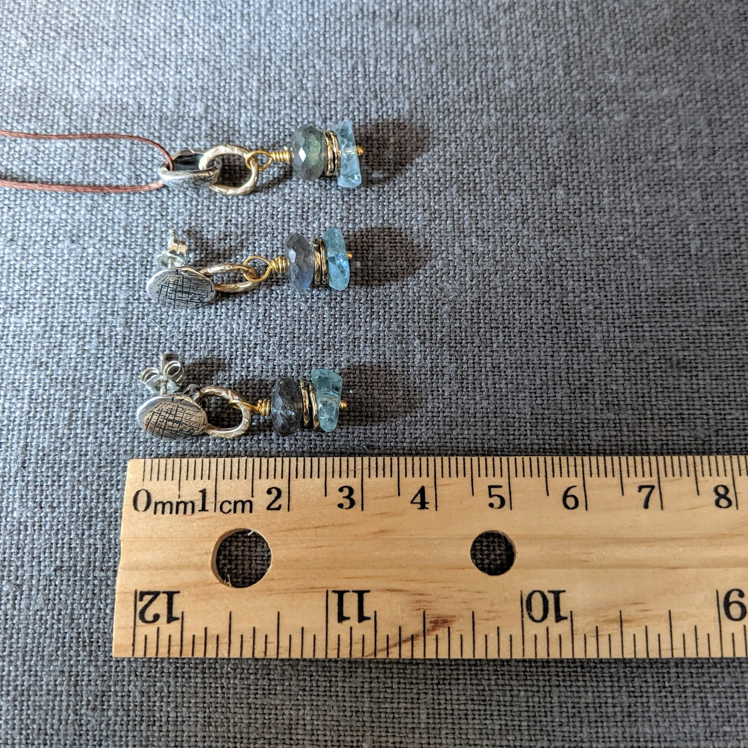 Aquamarine & Labradorite Earrings & Pendant Set