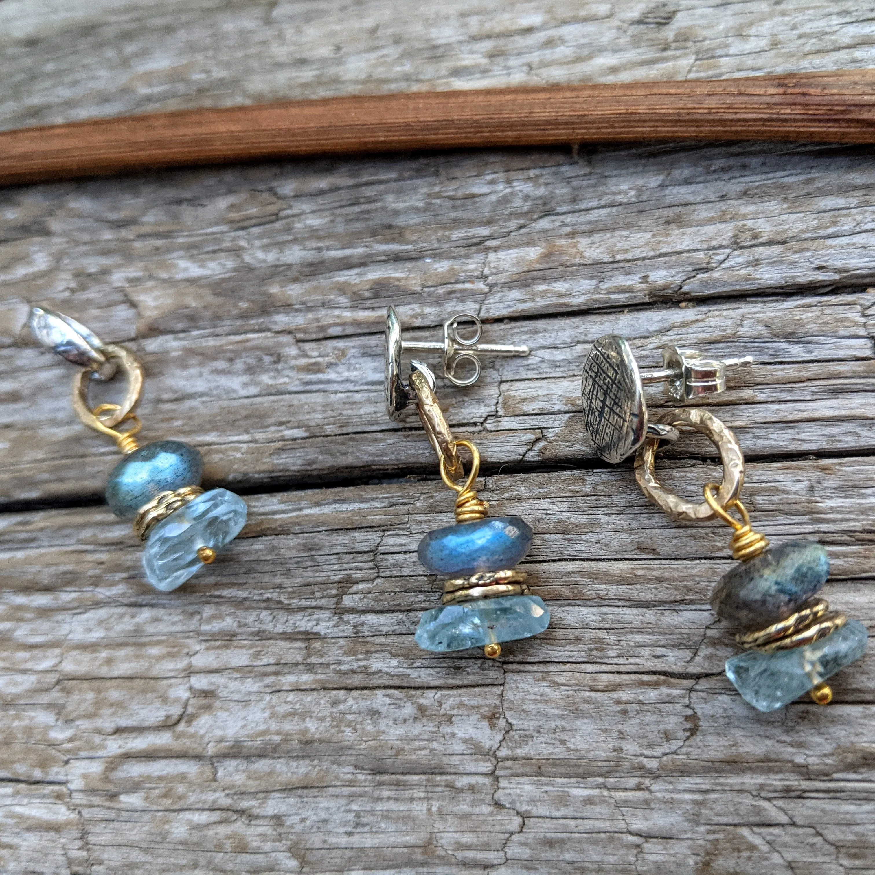 Aquamarine & Labradorite Earrings & Pendant Set