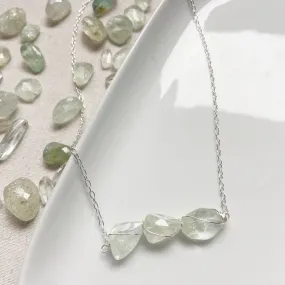 Aquamarine Trio Necklace in Gold or Silver (19 inches)