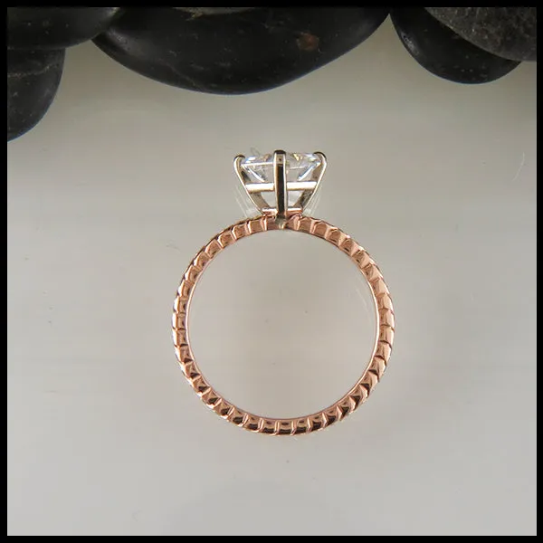 Asscher Cut Moissanite Love Knot Ring