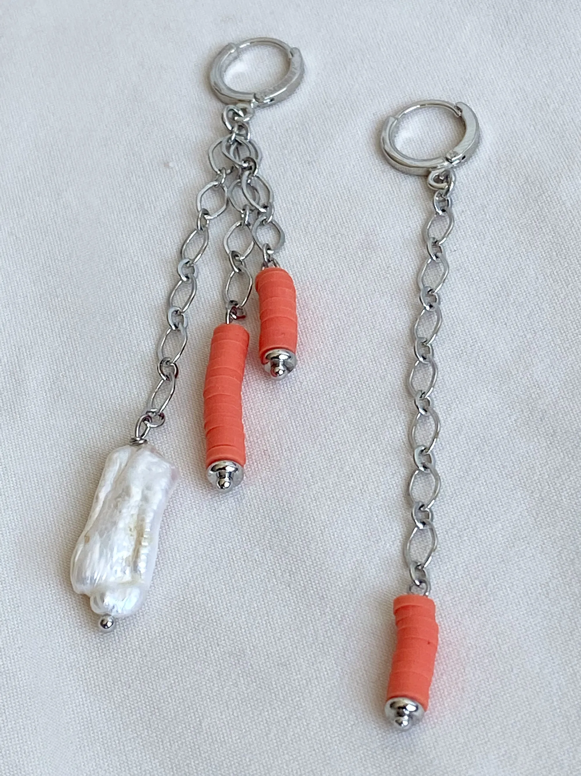 Asymmetric long earrings