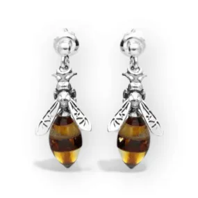Baltic Amber small stud drop earrings