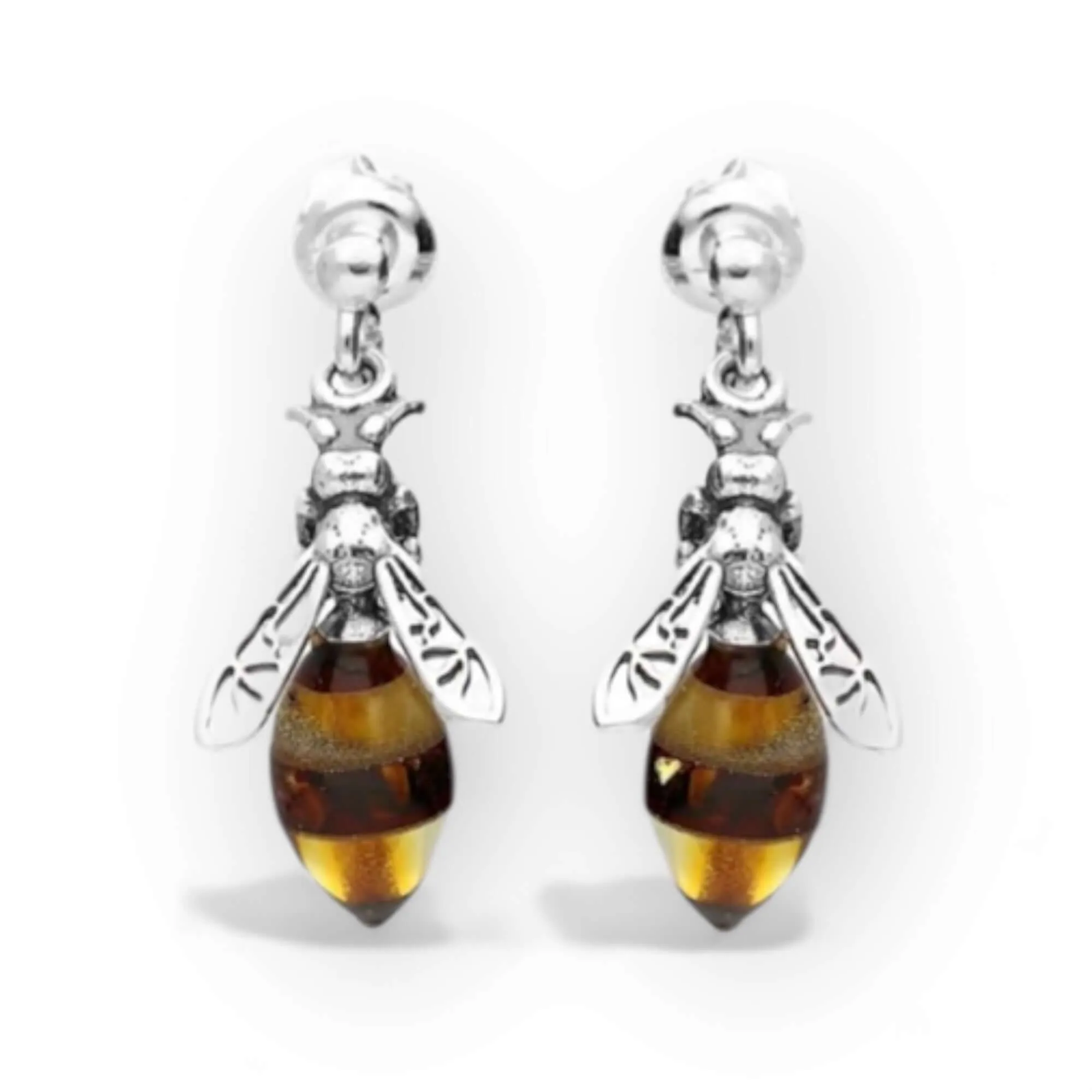 Baltic Amber small stud drop earrings