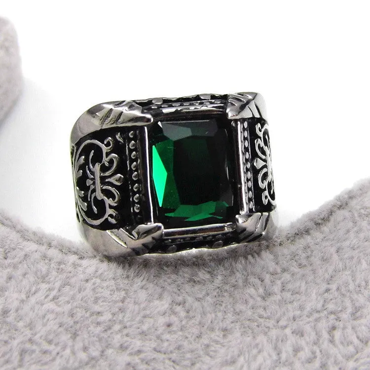 Big Square Vintage Style Crystal Stone Men Ring