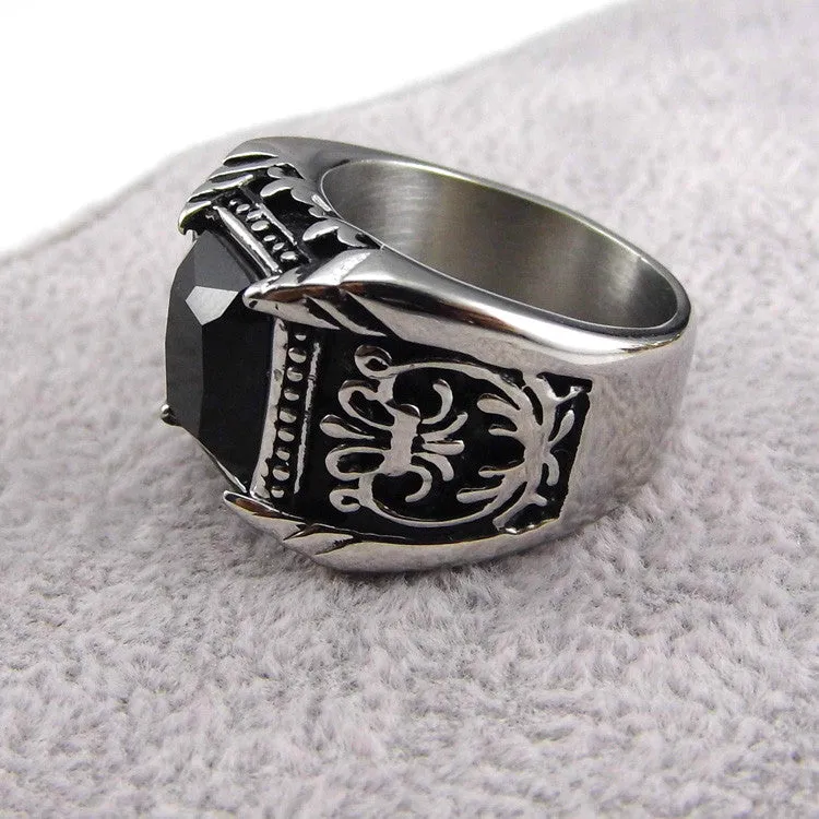Big Square Vintage Style Crystal Stone Men Ring