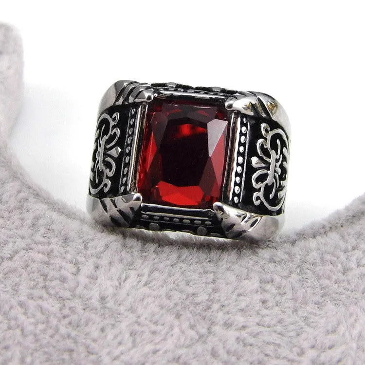 Big Square Vintage Style Crystal Stone Men Ring