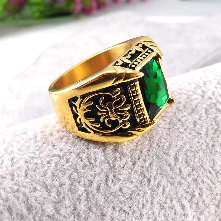 Big Square Vintage Style Crystal Stone Men Ring