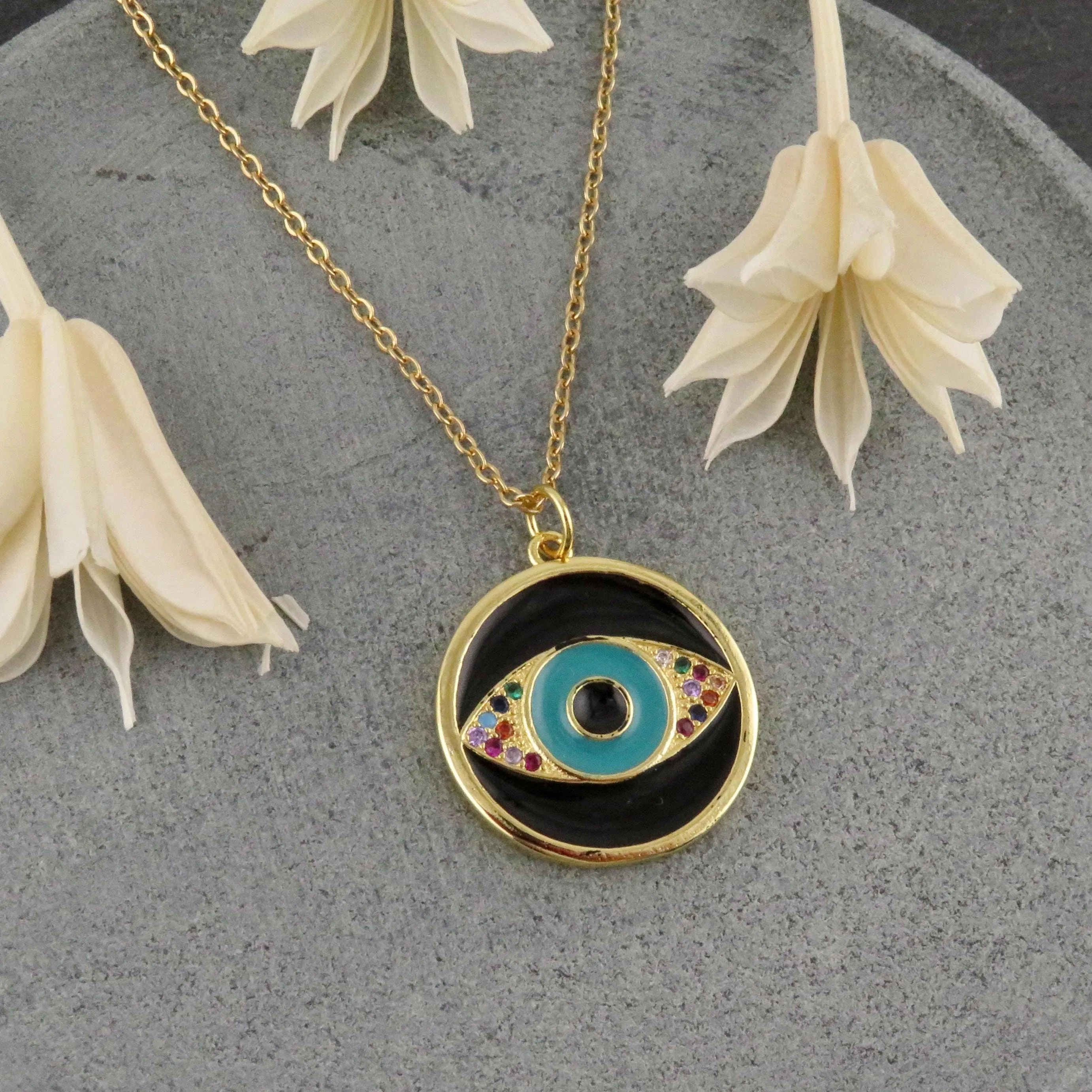 Black Enamel Eye Medallion