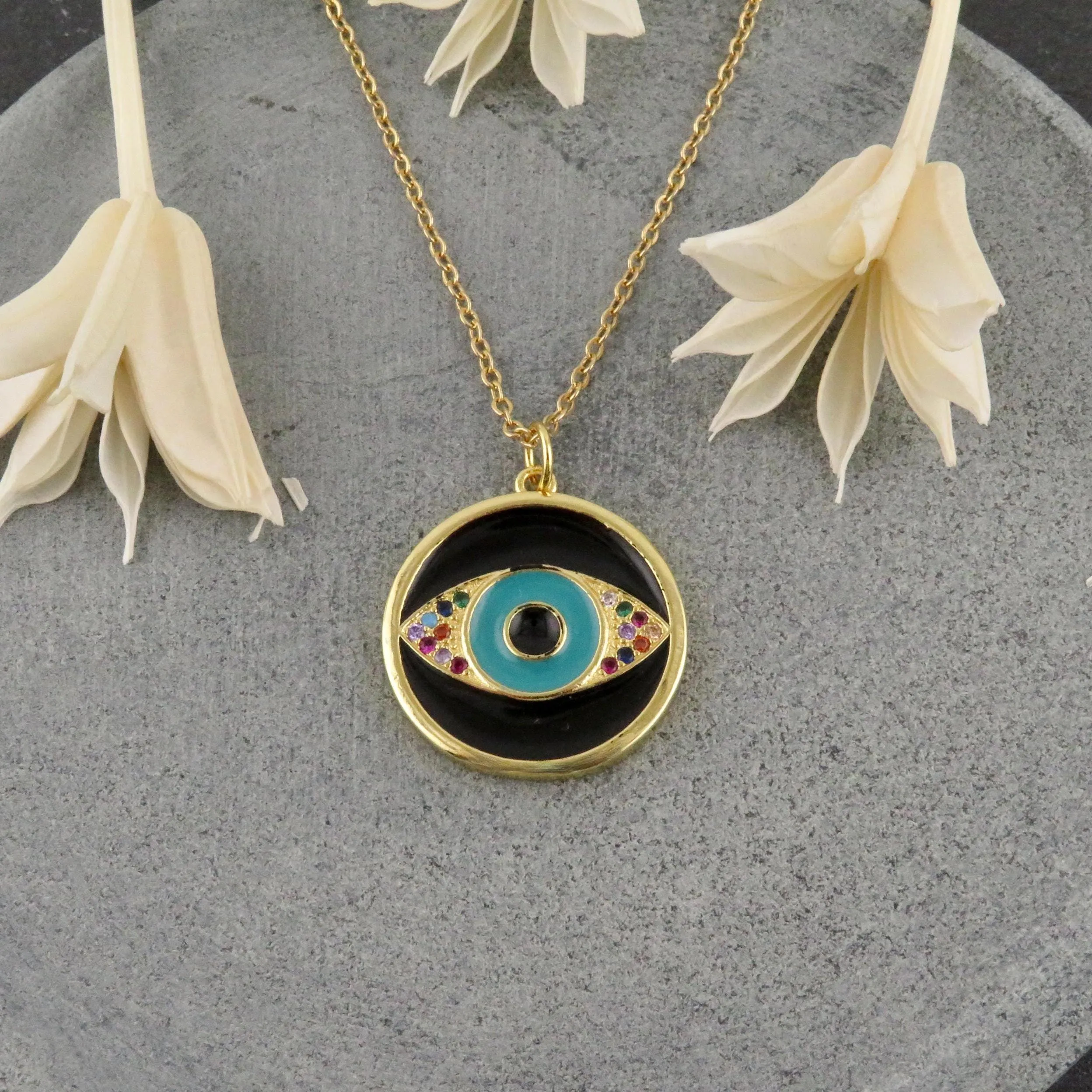 Black Enamel Eye Medallion
