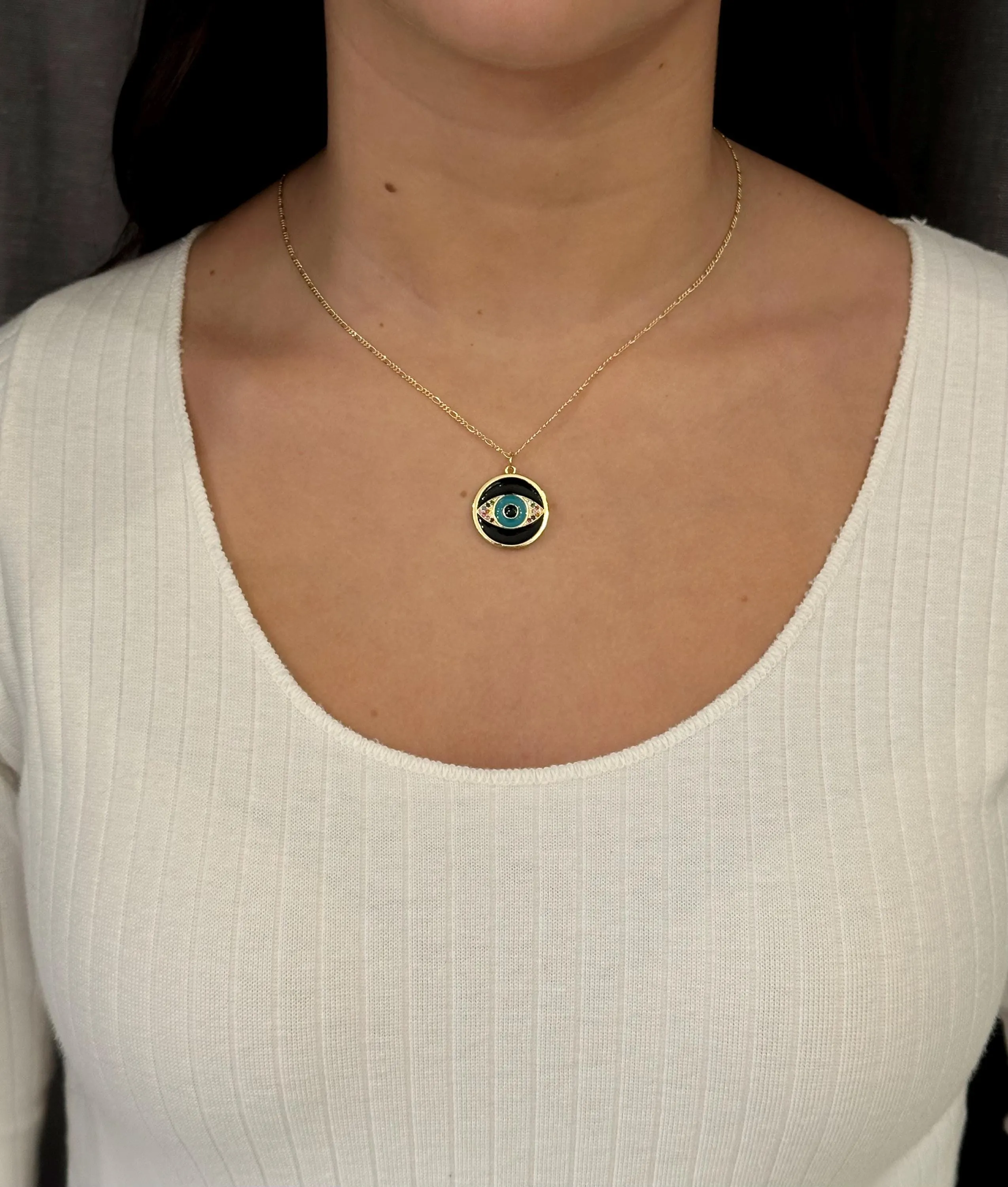 Black Enamel Eye Medallion