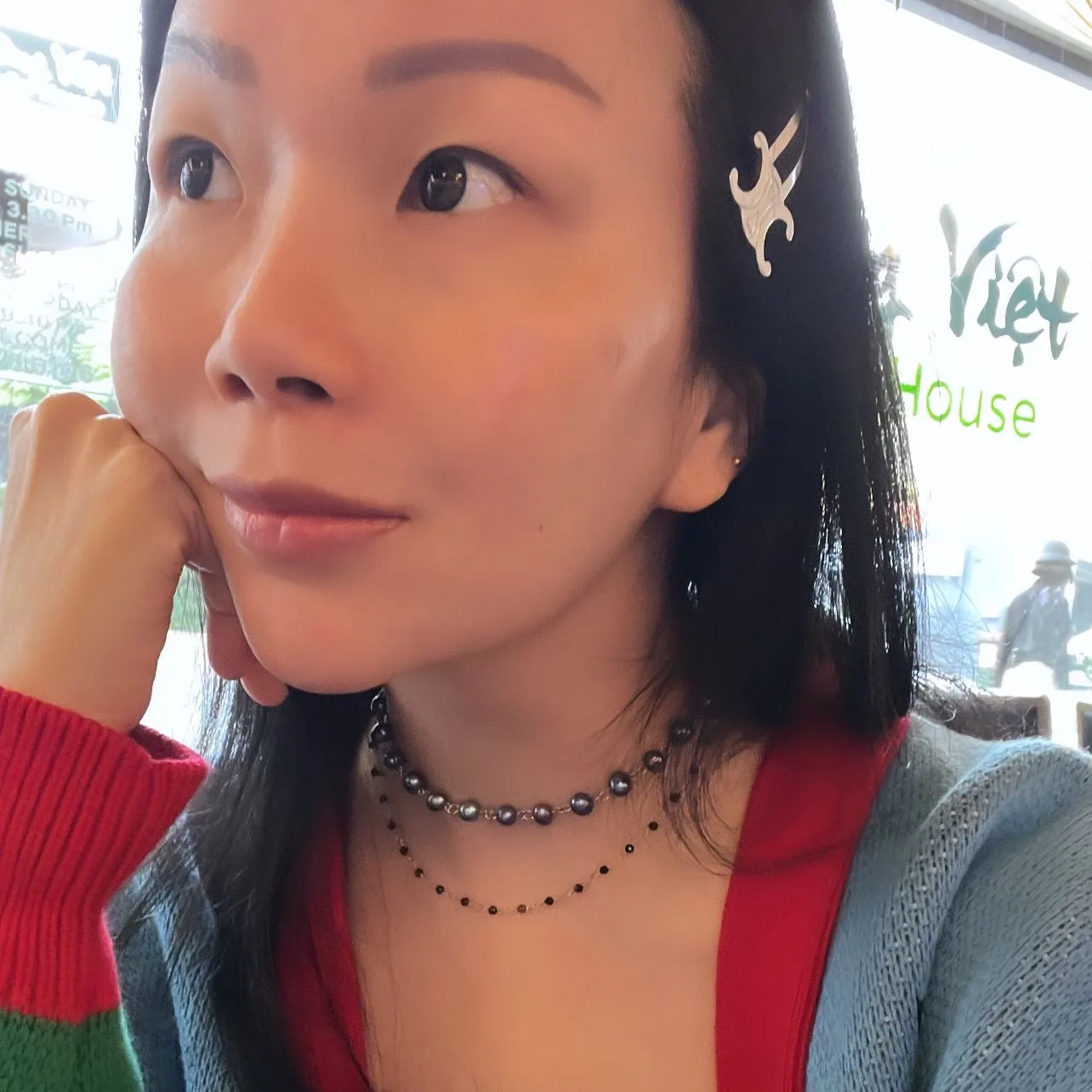 Black-Grey Pearl Choker Necklace SHW