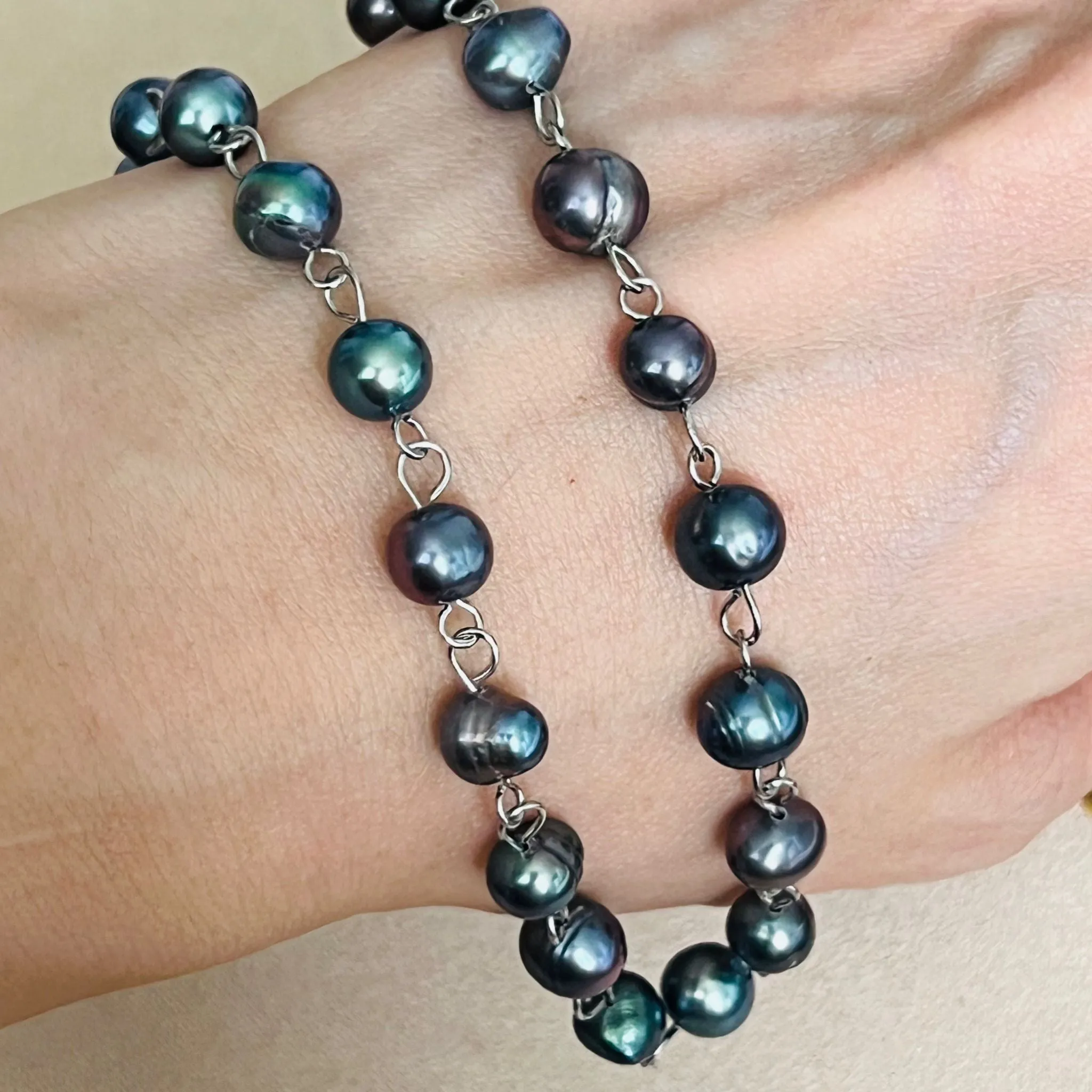 Black-Grey Pearl Choker Necklace SHW
