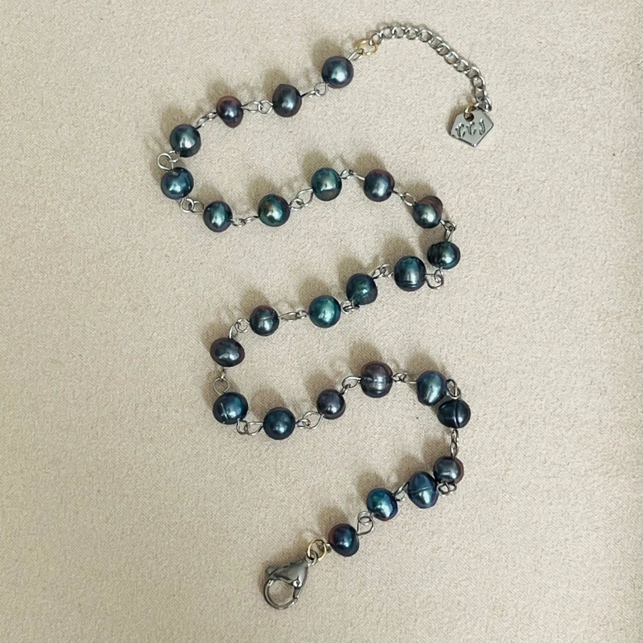Black-Grey Pearl Choker Necklace SHW
