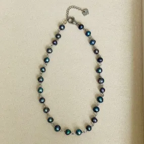 Black-Grey Pearl Choker Necklace SHW