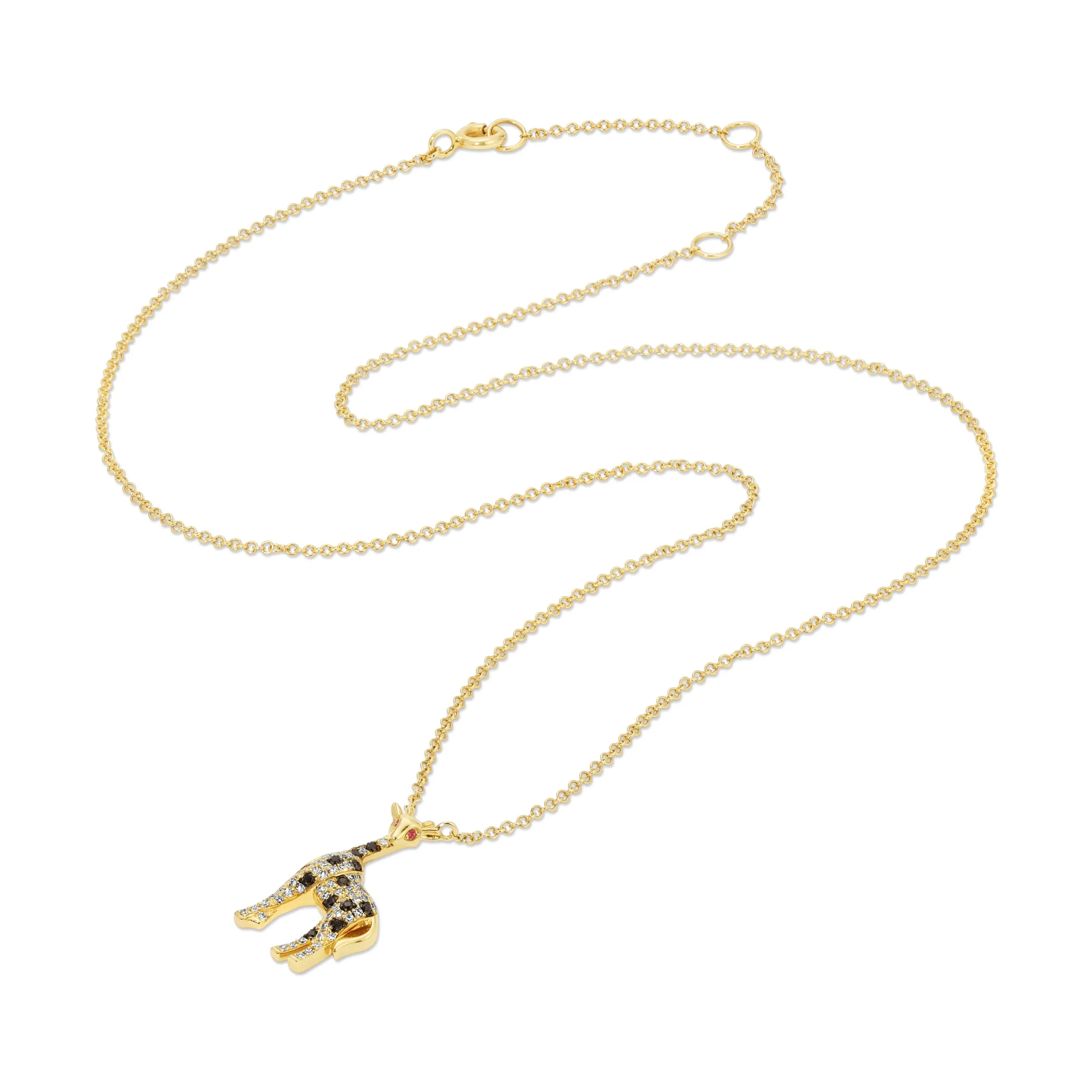 Black White Diamond Giraffe Charm Necklace
