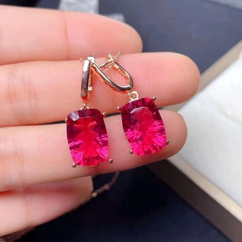 Blazing Red Topaz Earrings in Sterling Silver