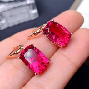 Blazing Red Topaz Earrings in Sterling Silver