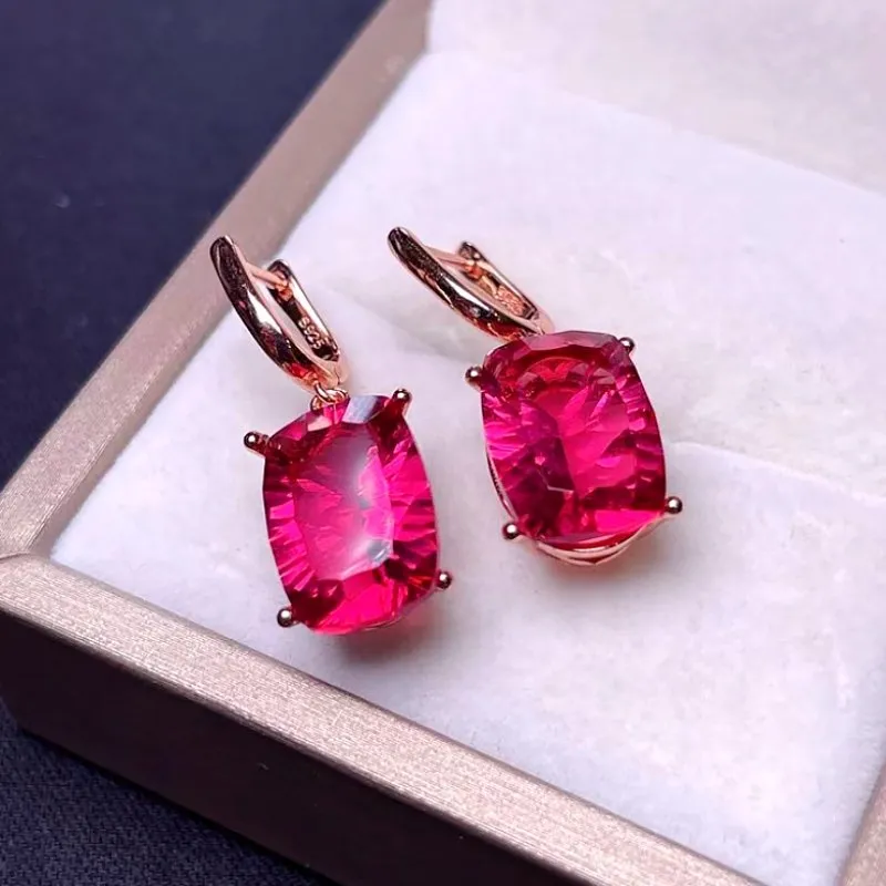 Blazing Red Topaz Earrings in Sterling Silver
