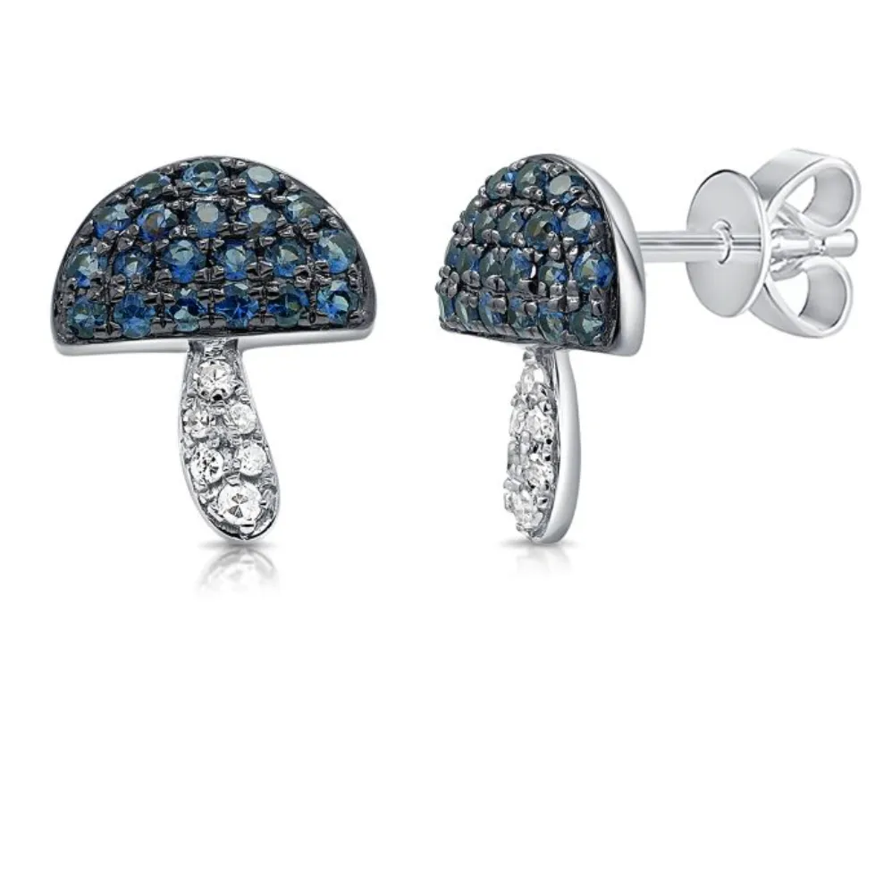 Blue Sapphire Mushroom Studs