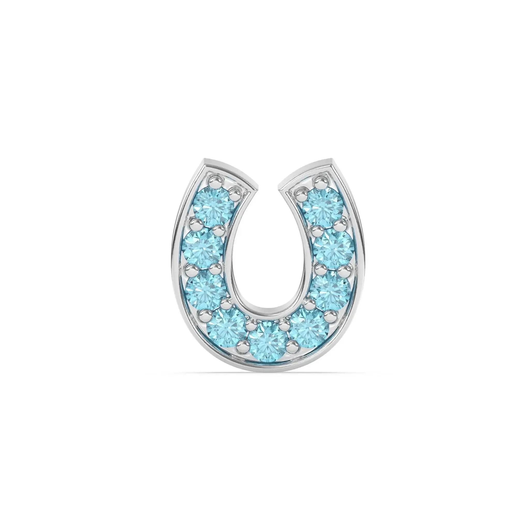 Blue Topaz Horseshoe Stud