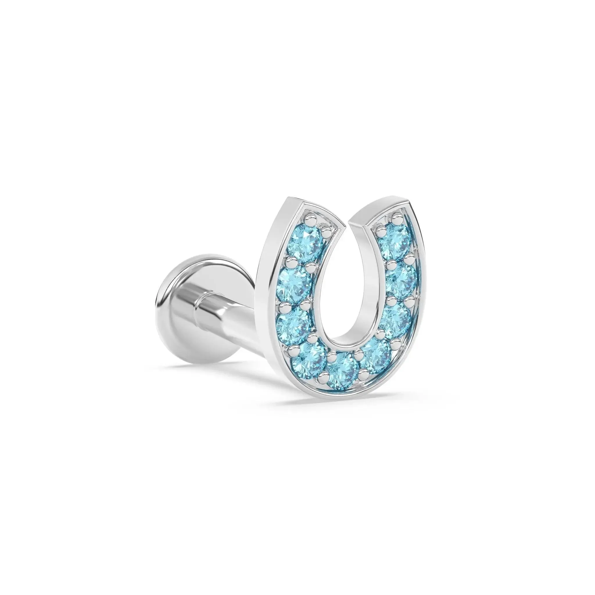 Blue Topaz Horseshoe Stud