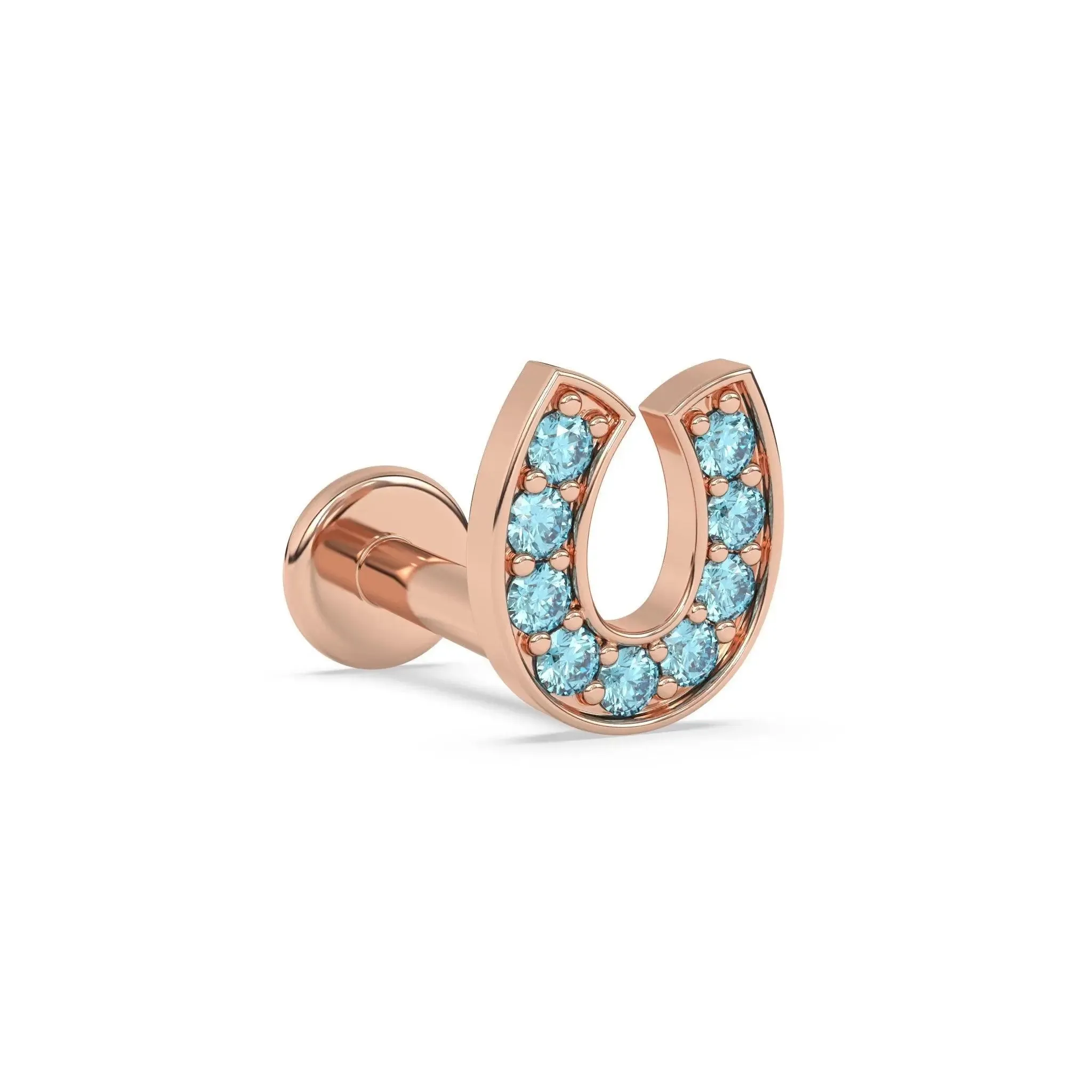 Blue Topaz Horseshoe Stud