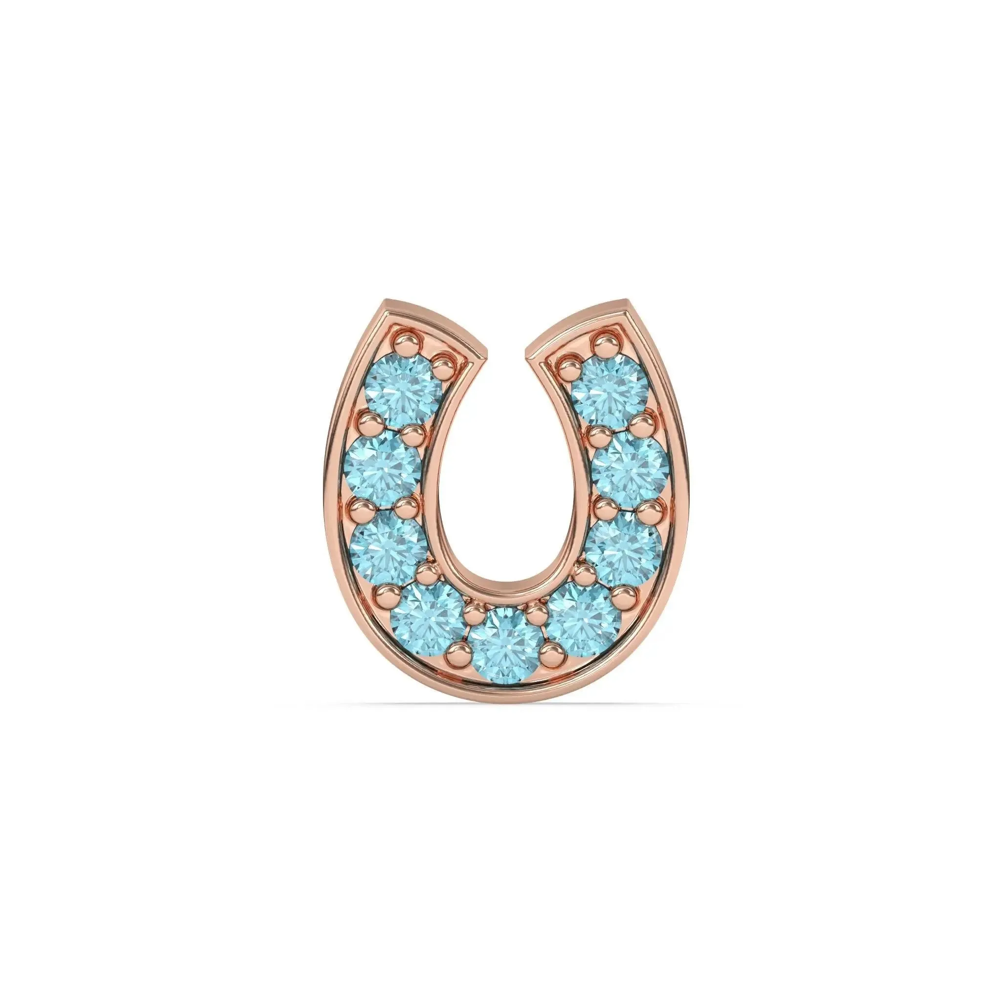 Blue Topaz Horseshoe Stud