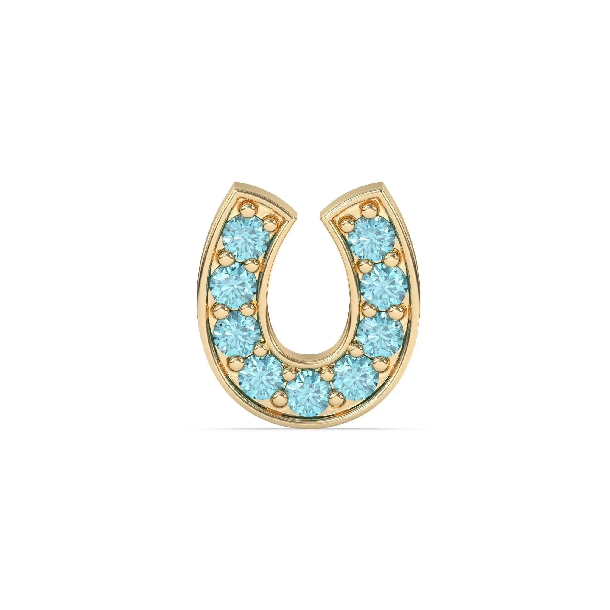 Blue Topaz Horseshoe Stud
