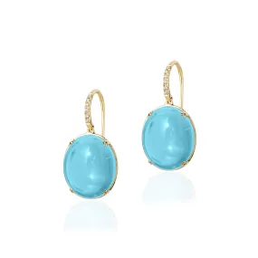 Blue Topaz Oval Earrings with Diamonds