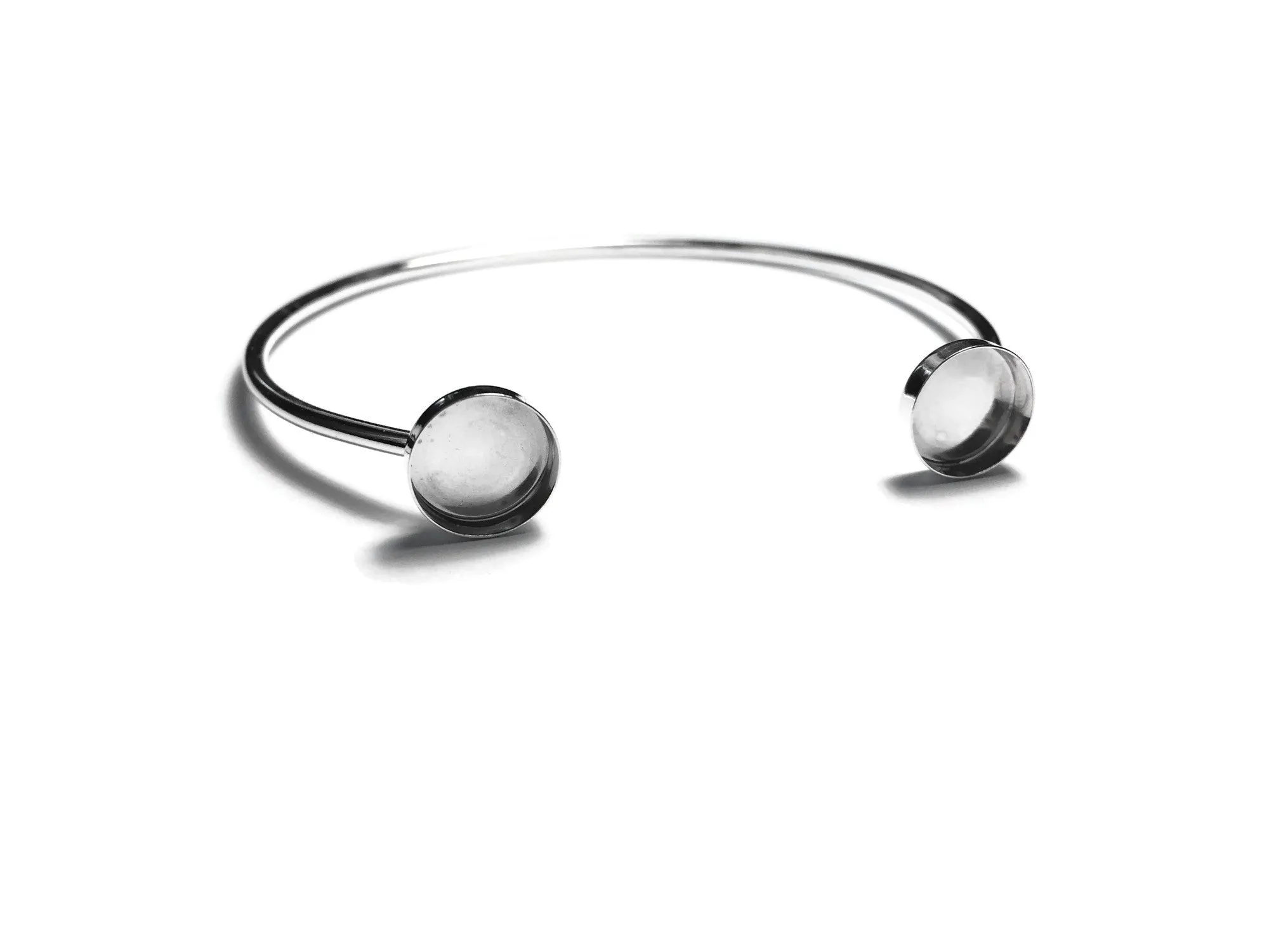 Bracelet Blank Double Bezel Cup Setting | Adjustable Bangle Sterling Silver